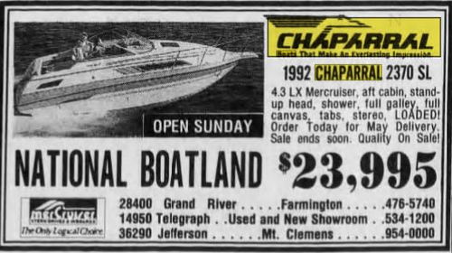 National Boatland - Mar 1992 Ad